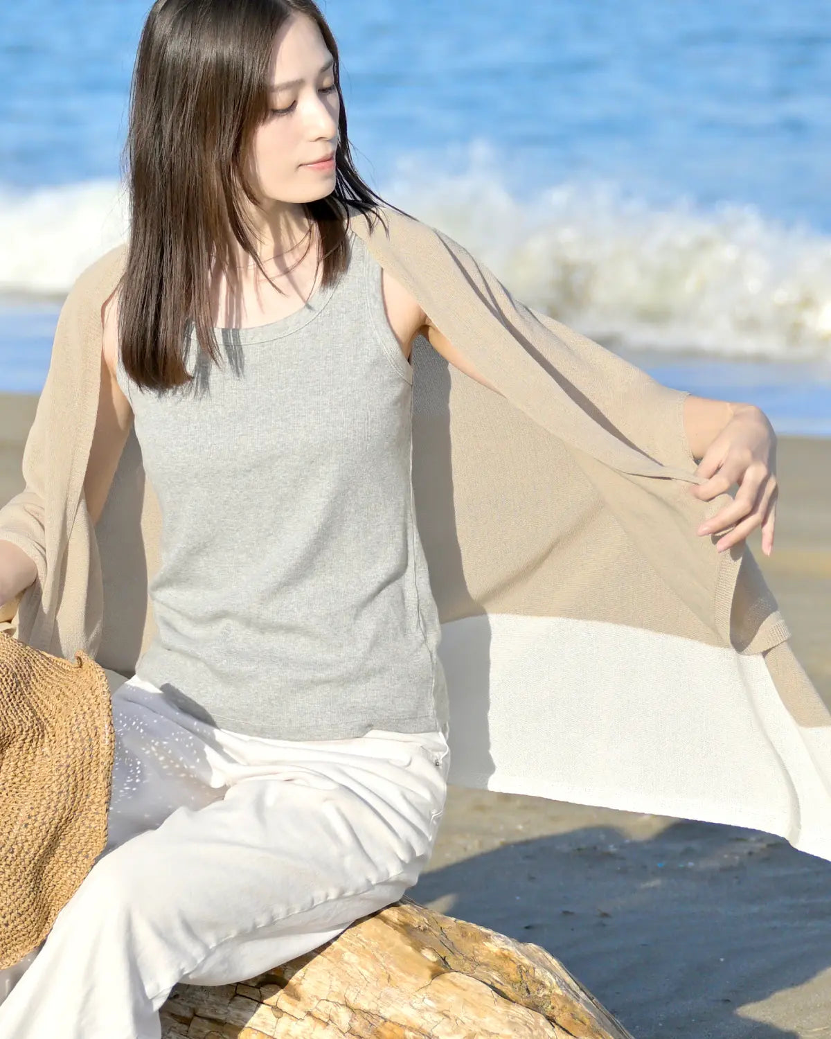 モデル身長:163cm#カラー_08 ベージュ×ホワイト