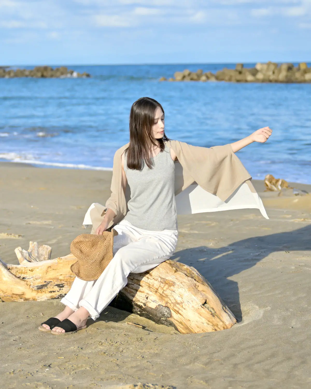 モデル身長:163cm#カラー_08 ベージュ×ホワイト