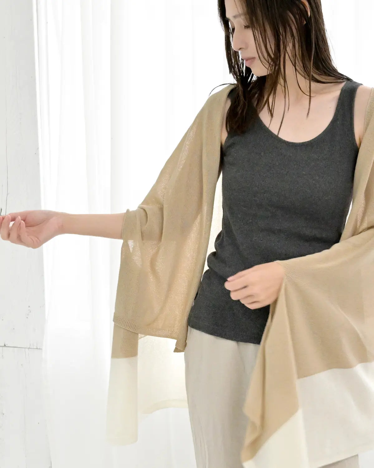 モデル身長:163cm#カラー_08 ベージュ×ホワイト