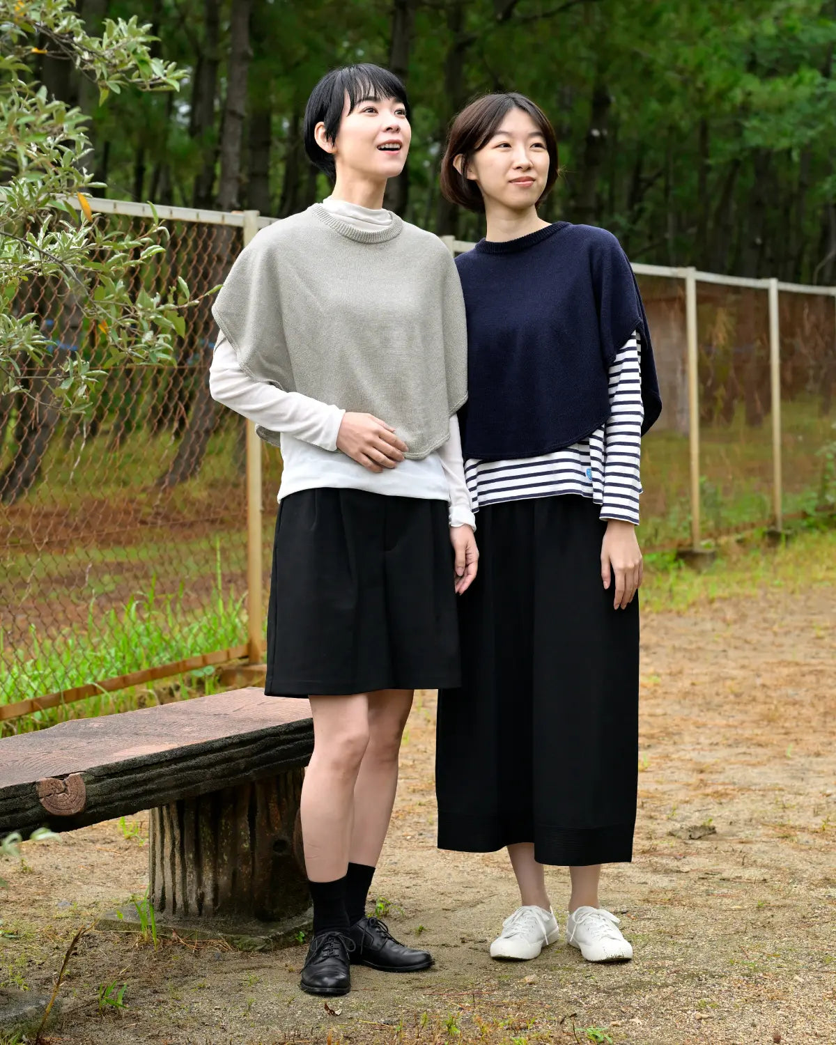 ポンチョケープ 手洗いできる綿麻