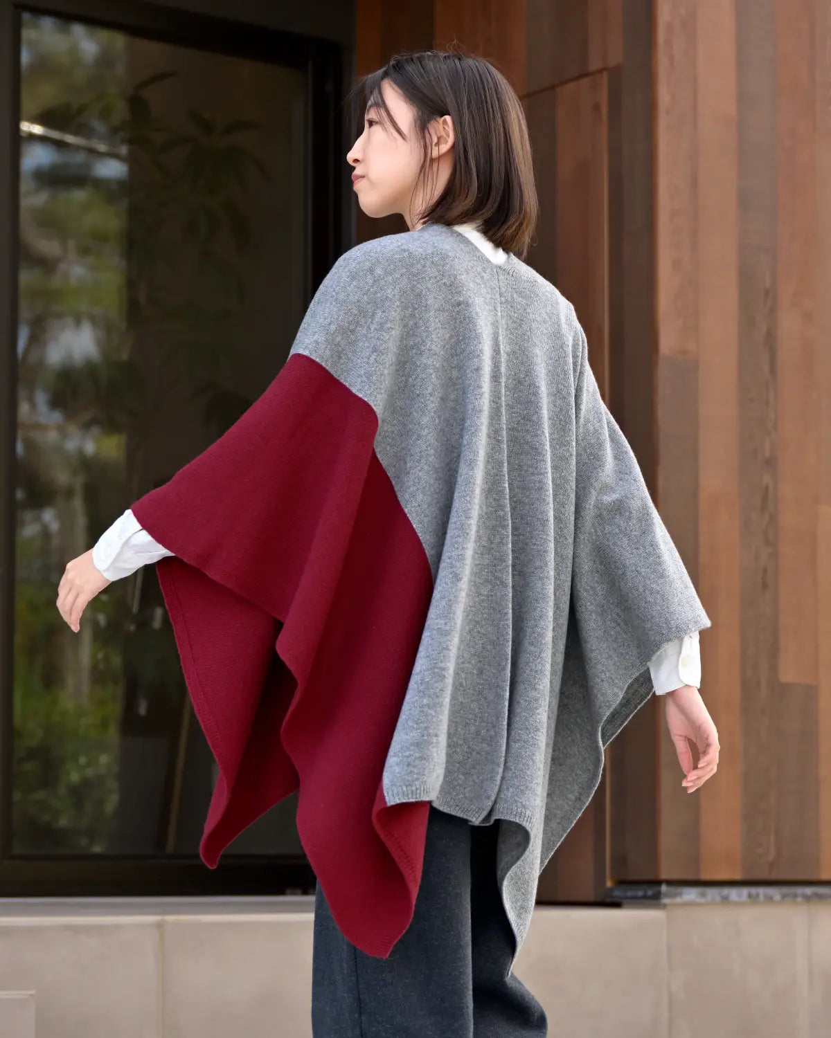 モデル身長:165cm#カラー_02 ライトグレー×ワインレッド