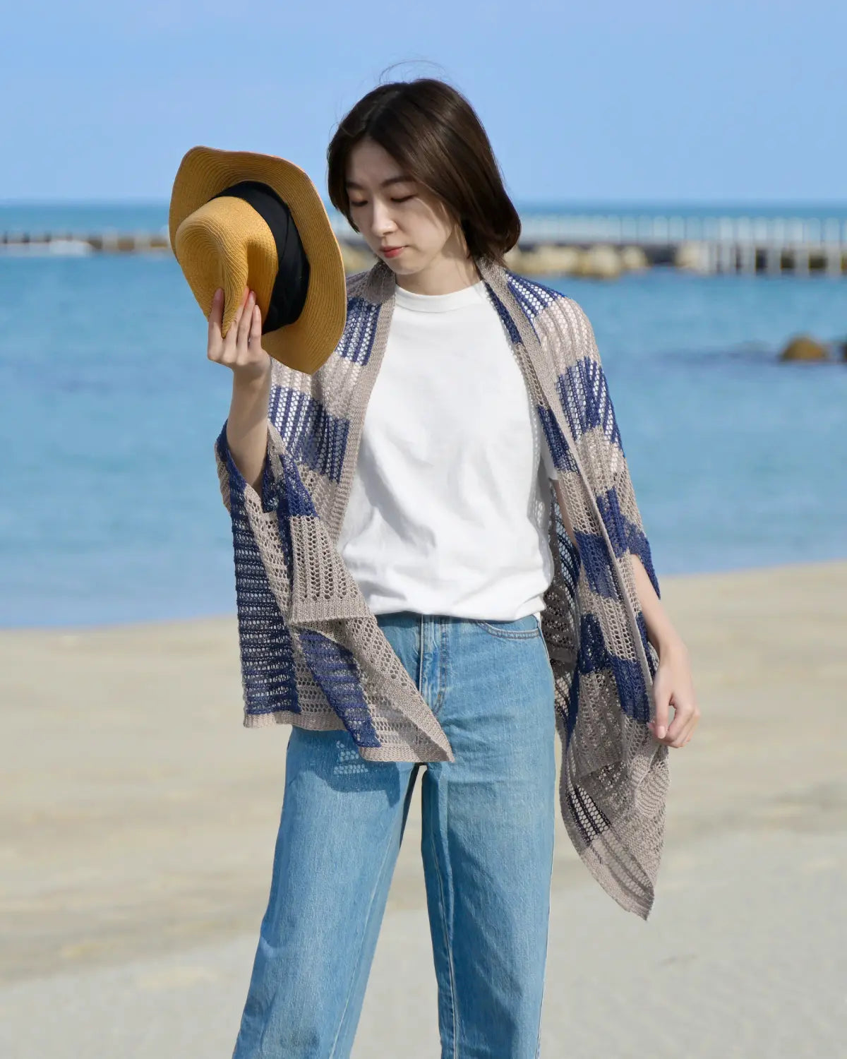 モデル身長:165cm#カラー_02 ベージュ×ネイビー