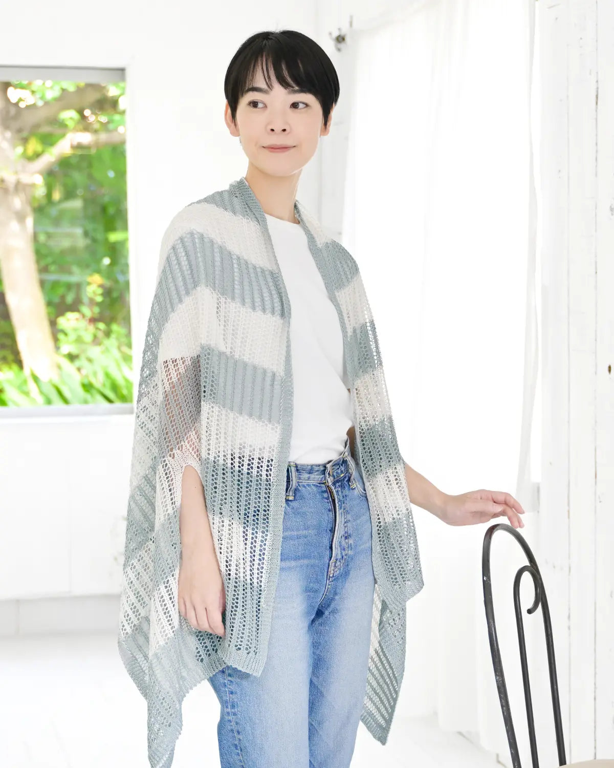モデル身長:169cm#カラー_01 ペールシルバー×ホワイト
