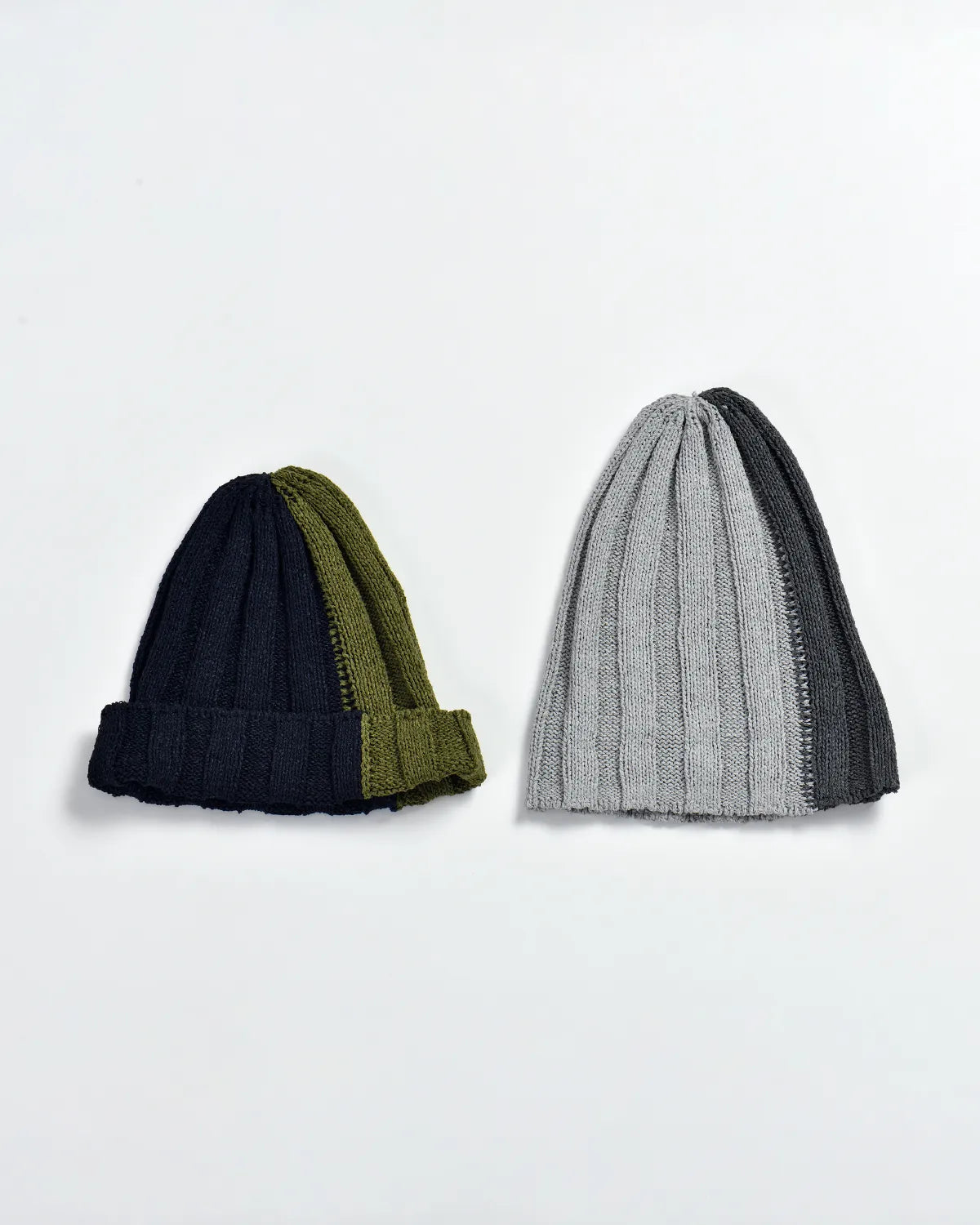 【Autumn Sale】リブ編みニット帽 和紙 ツートンカラー
