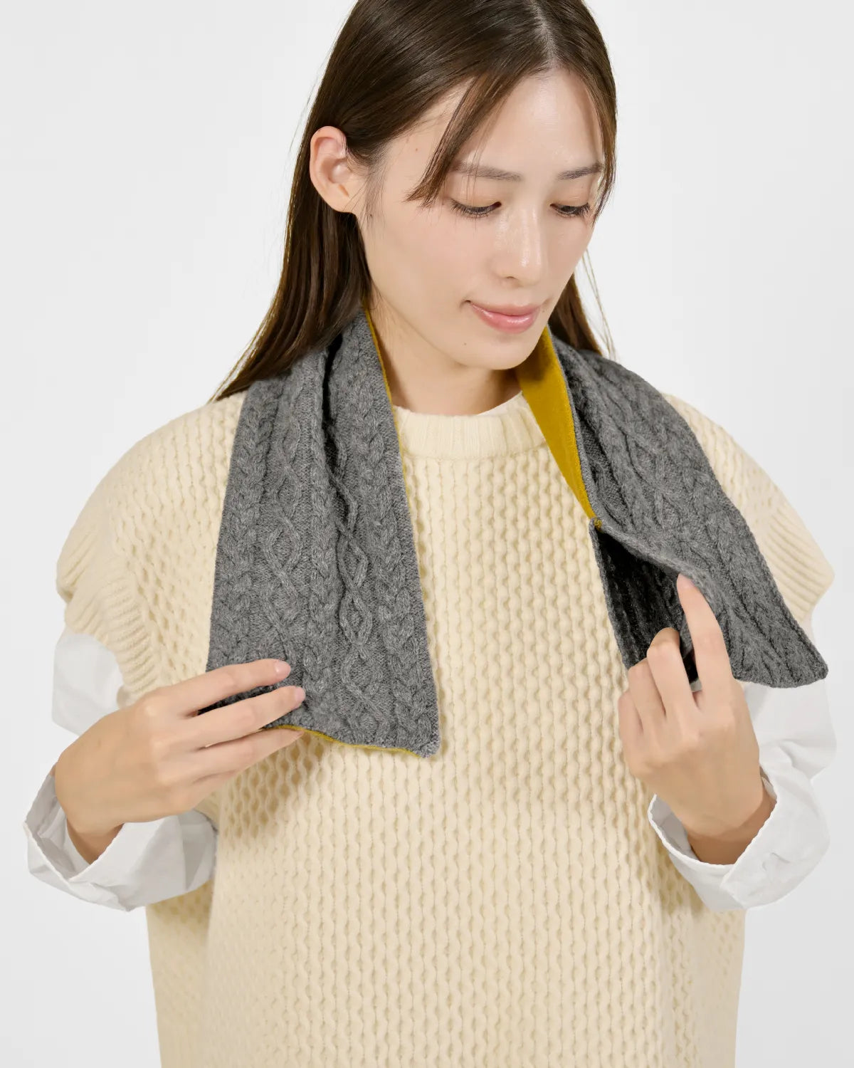 モデル身長:163cm#カラー_03 グレー×サフラン