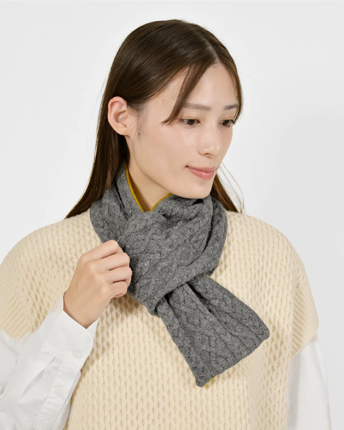 モデル身長：163cm#カラー_03 グレー×サフラン