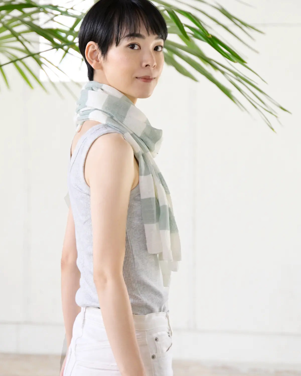 モデル身長：169cm#カラー_22 ホワイト×アクアグリーン