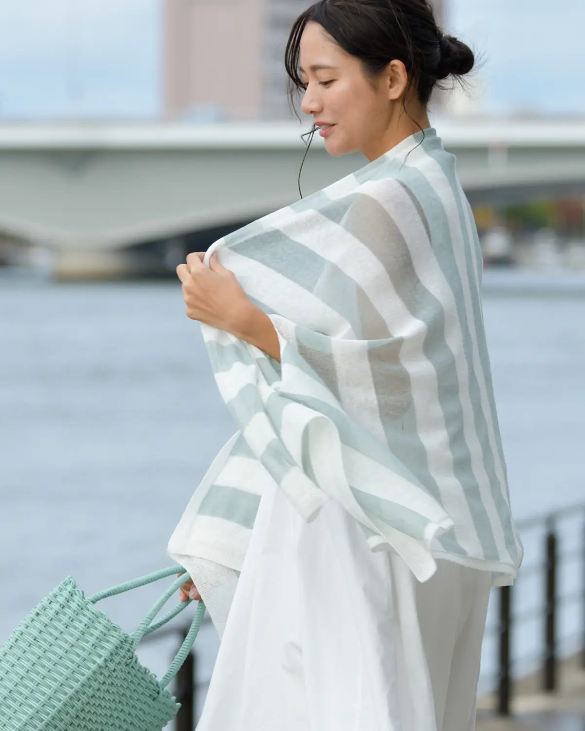 モデル身長：167cm#カラー_22 ホワイト×アクアグリーン