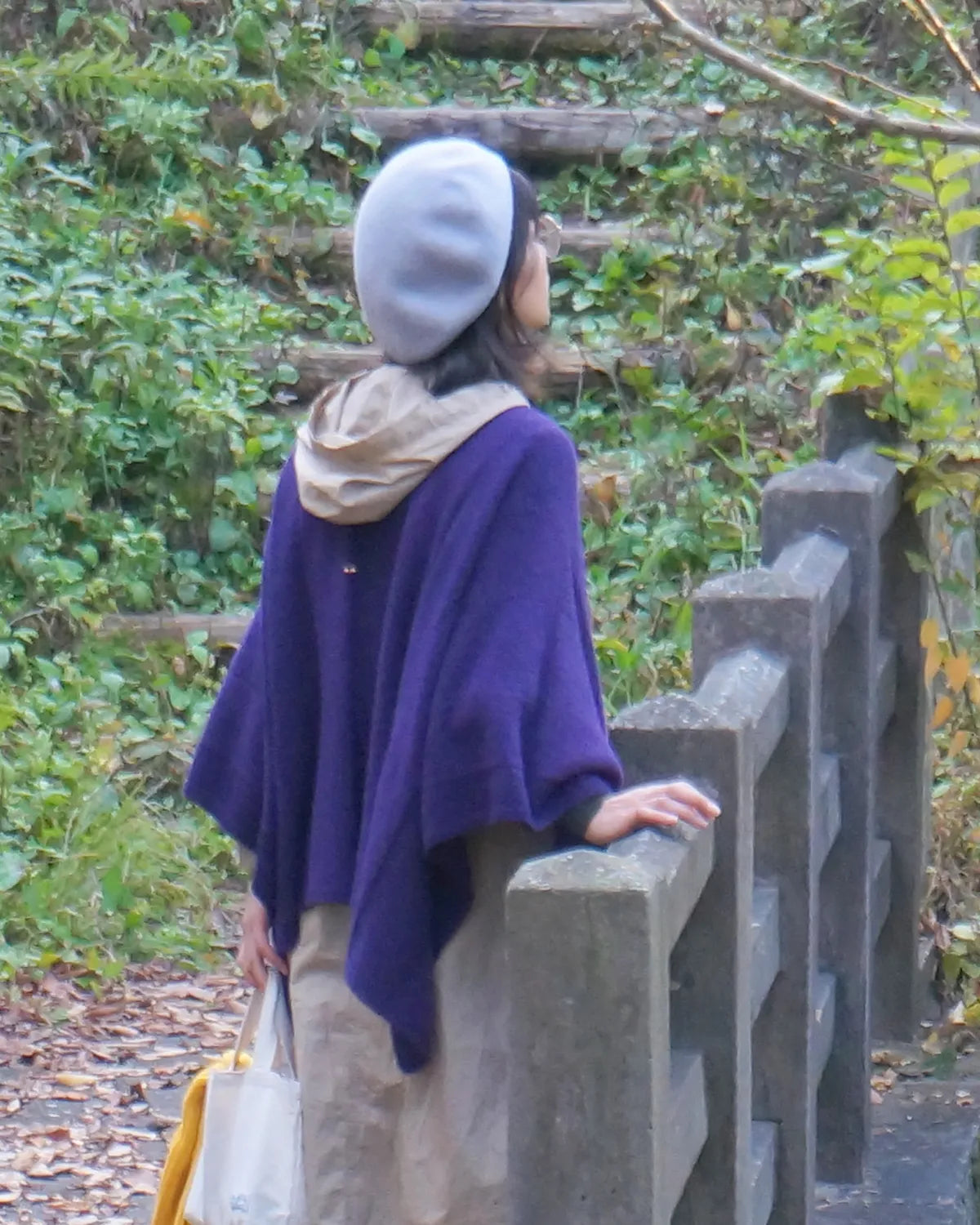 かぶるポンチョ なめらかアルパカ 同色ボーダー