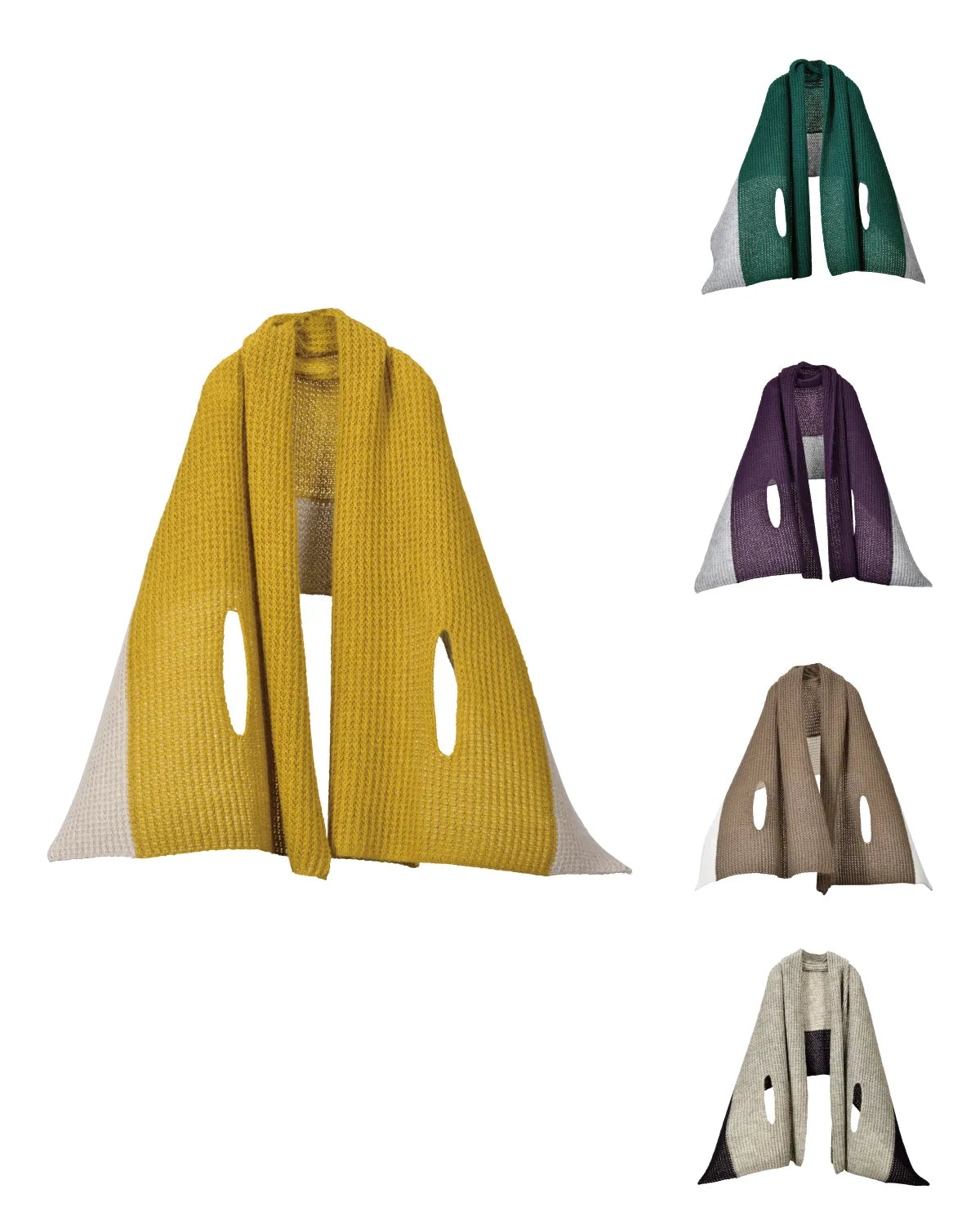 【Autumn Sale】ストールポンチョ あったか冬のモヘヤ ツートンカラー 畦