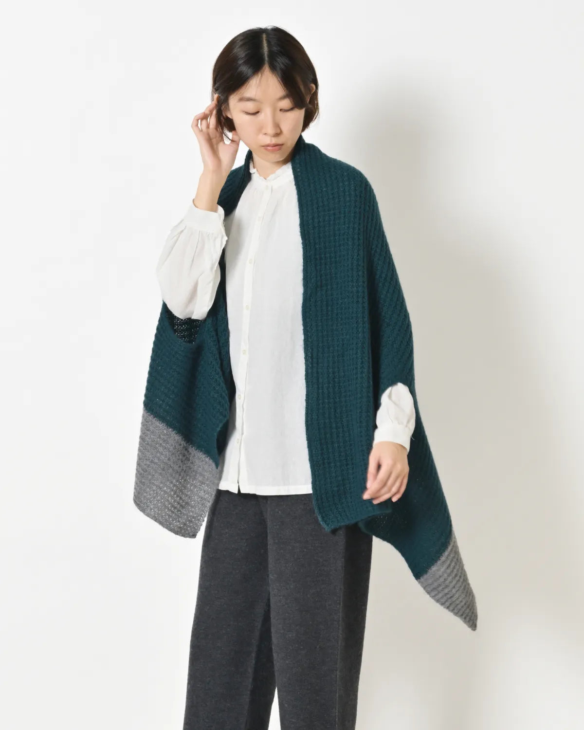 モデル身長：165cm#カラー_27 ブルーグリーン×アッシュグレー