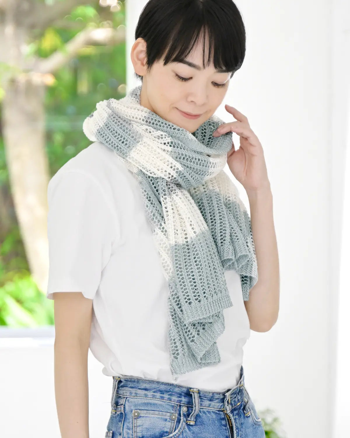 モデル身長：169cm#カラー_01 ペールシルバー×ホワイト