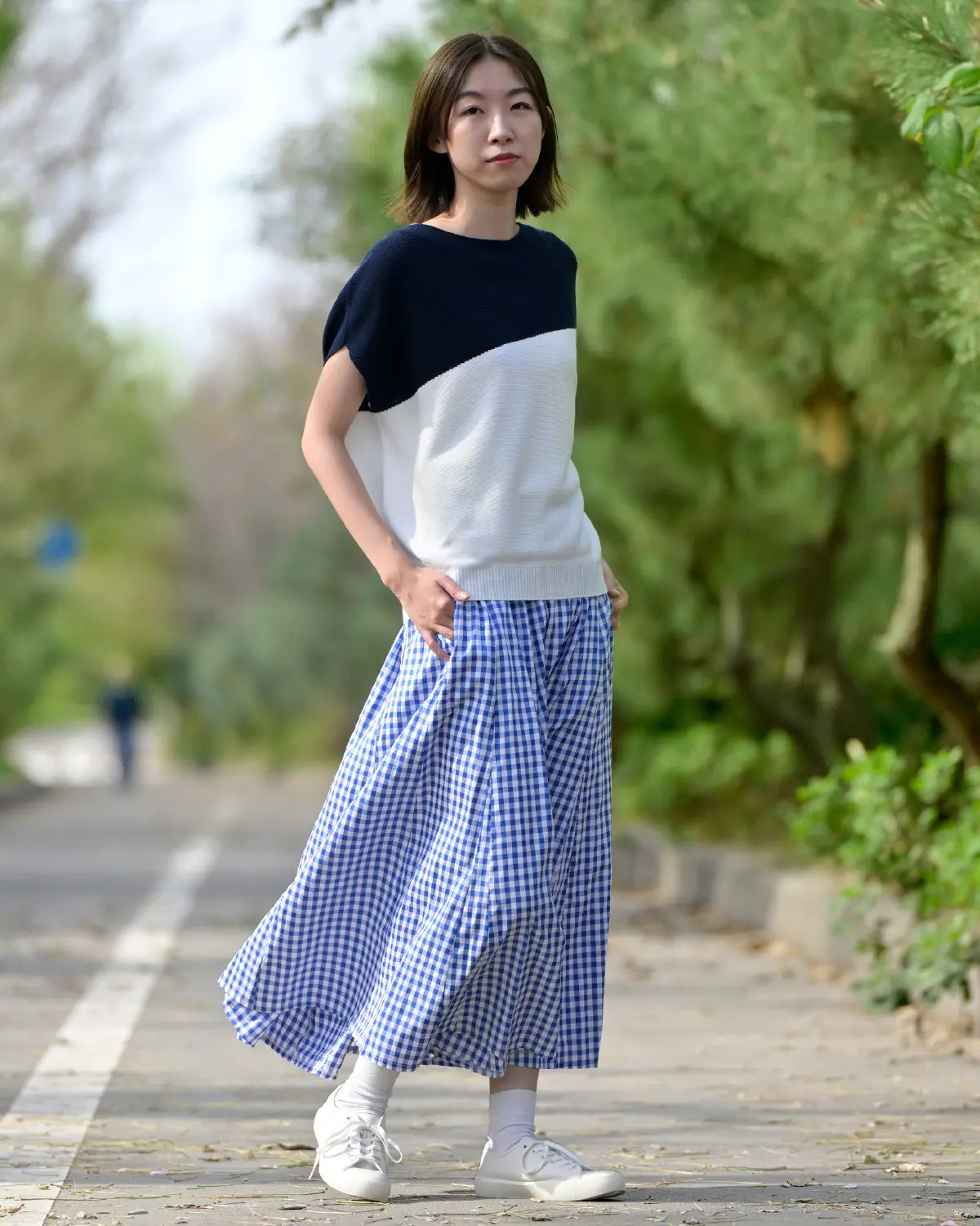 モデル身長：165cm#カラー_06 ネイビー×ホワイト