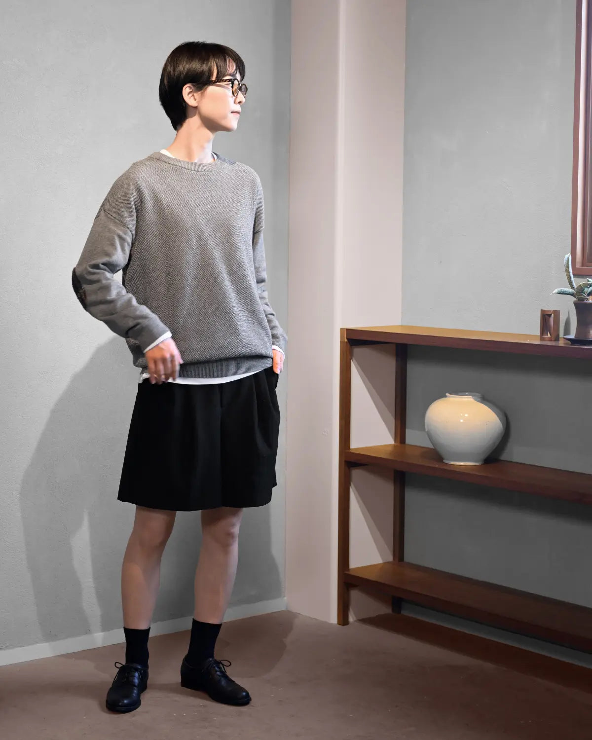 モデル身長：169cm#カラー_02 グレー（ネイビーチェック）