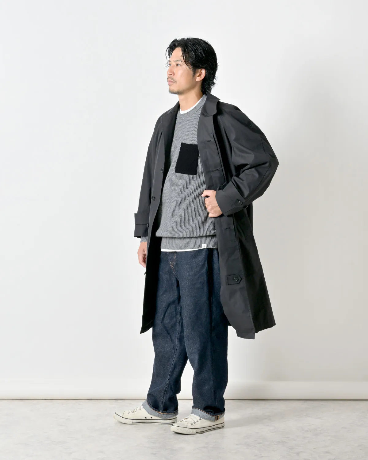 メンズMサイズ モデル身長：172cm#カラー_03 グレー（ブラック）
