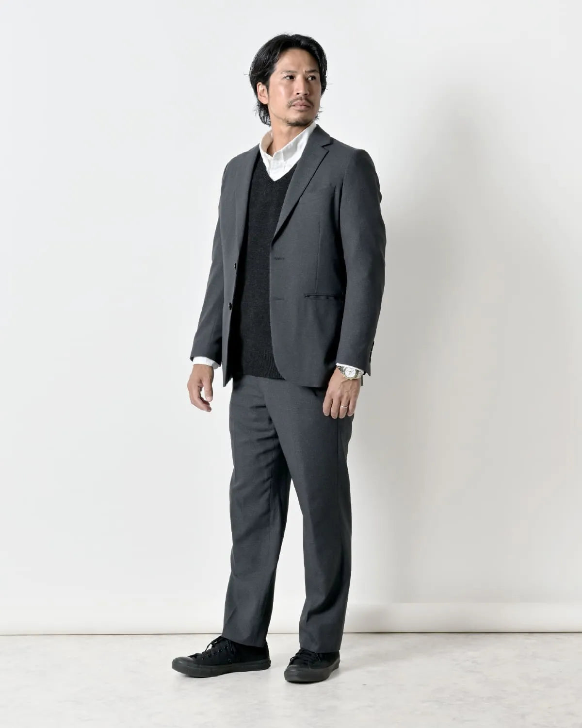 メンズLサイズ モデル身長：172cm#カラー_03 チャコール